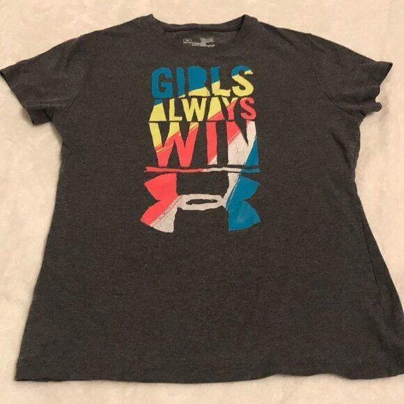Under Armour “Girls Aways Win” Grey Tee - Size YSM - Picture 3 of 5